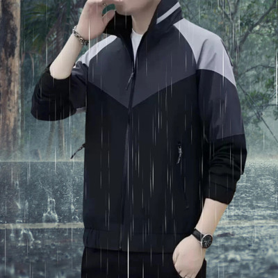 Mia Fashion Colorblock Men Raincoat