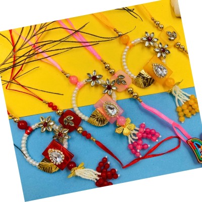 RaghavCrafts Bhaiya Bhabhi 99987 Mauli Thread Rakhi, Chawal Roli Pack, Greeting Card  Set(RAKHI FOR BHAIYA BHABHI)