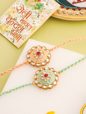 NVR Thread NVR1197-N Mauli Thread Chawal Roli Pack  Set(2 Rakhi)