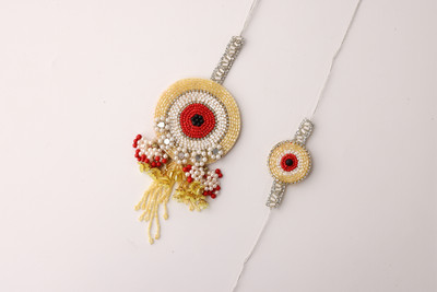 JSR Designer Rakhi_Model 2 Pearl Rakhi  Set(1 x Rakhi Set)