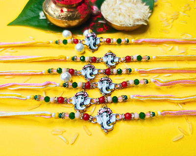 Orangenysha Designer N-RAKI9600-6PCS Mauli Thread Rakhi  Set(6 Rakhi)
