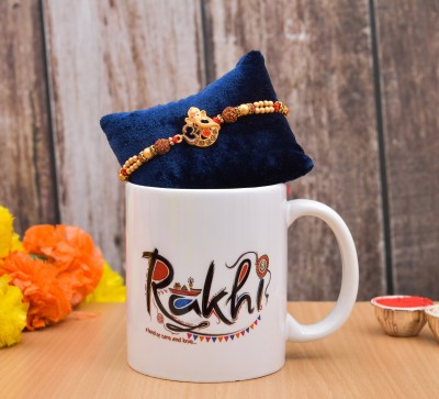 Nidhi Craft Designer Designer Rakhi with mug roli chawal Gold Finish Chawal Roli Pack  Set(2)