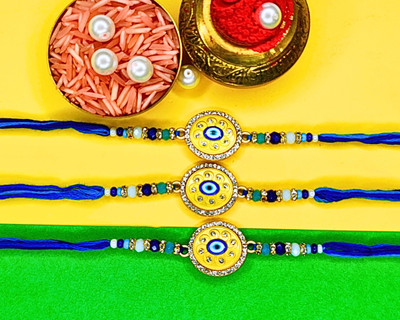 Orangenysha Designer N-RAKI9678-3PCS Mauli Thread Rakhi  Set(3 Rakhi)