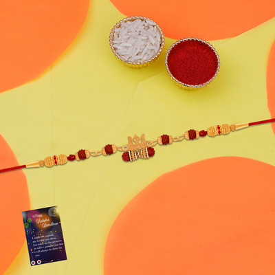 Shreenathji Jewellers Designer RKPSJ-4330 Mauli Thread Greeting Card  Set(1 Bhabhi Rakhi With Roli Chawal And Raksha Bandhan Greeting Card)