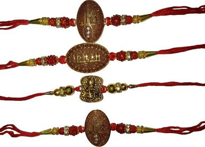 BHAVYA SALES Designer S188-N2 Assorted Rakhi  Set(4 Rakhi)