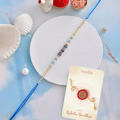 Voylla Designer Lightly Embellished Simple Beaded Thread Rakhi For Brother Mauli Thread Chawal Roli Pack  Set(Pack of 1)