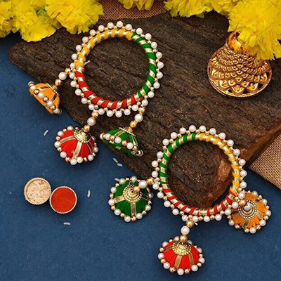 SY BLOSSOMS Lumba syb502 Pearl Lumba, Chawal Roli Pack  Set(Set Of 2 Lumba with 1 Roli Chawal set)