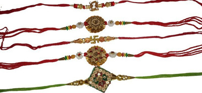 lekhbhav Designer Mangalam41 Assorted Rakhi  Set(5 rakhi)