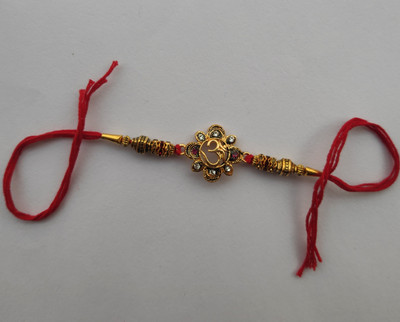 PDR Poonam Designer PD-1Pc-R2 Gold Finish Rakhi  Set(1 Premium Rakhi)