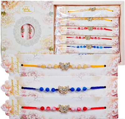 ankit enterpriseee Designer Butterfly Evil Eye Stone Rakhi for beloved brothers Assorted Rakhi  Set(12 pc Rakhi Box)