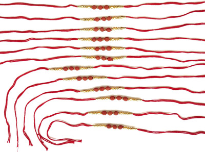 AVM Rudraksh AM-Rakhi-12 PC-3 Rudraksha(2nd) Mauli Thread, Pearl Rakhi  Set(12 Piece Rudraksha Rakhi for Mens & Kids)