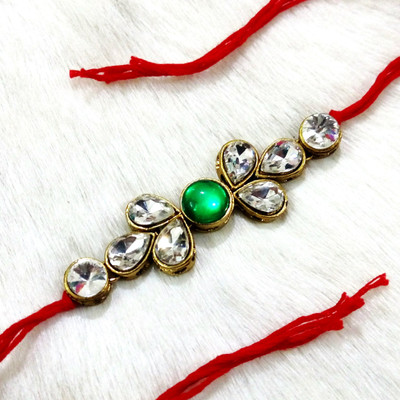 DHIVARA Thread 15 Kundan Chawal Roli Pack  Set(1 BHAI RAKHI)