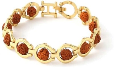 MEENAZ Bracelet RAKHI FOR BROTHERS BHAIYA OM KADA RUDRAKSHA GIFT COMBO RUDRAKSHA BRACELET-ME102 Gold Finish Bracelet  Set(1 rakhi for brothers rudraksha rakhi bhaiya bhai gold rudraksh bracelet gold)