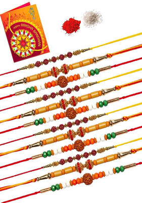 Sadar Bazar Thread FK1-R1-4,R4-4,R5-4 Assorted Rakhi  Set(12 Rakhi, Roli & Chawal, Greeting Card)