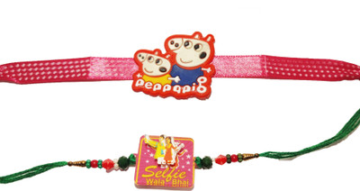 RakhiParva Kids Trending_JM3_RA 22276 Assorted Rakhi  Set(Pepa Pig and Selfi wala bhai Rakhi)