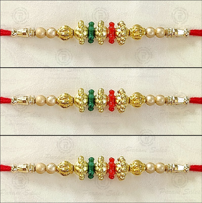 Param sales Designer 4040 Assorted Rakhi  Set(Combo of 3 Rakhi)