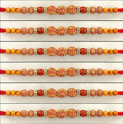 Param sales Designer 4054 Assorted Rakhi  Set(Combo of 6 Rakhi)