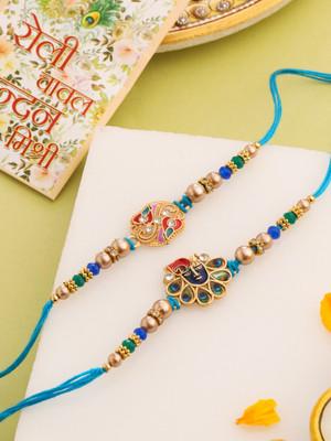 NVR Thread NVR1221 Mauli Thread Chawal Roli Pack  Set(2 Rakhi)
