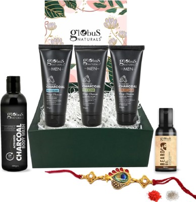 Globus Naturals Face wash, Face scrub, Face pack, Beard oil, Body wash  Set(5)