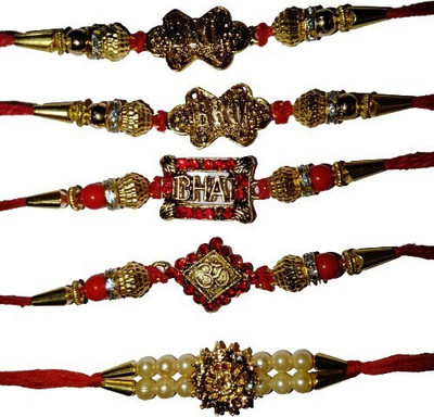 lekhbhav Designer Mangalam482 Assorted Rakhi  Set(5)