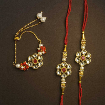 UNNATI JEWEL Designer RKB_B8 Assorted Rakhi  Set(3 Rakhi)