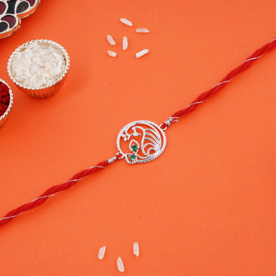 ZALKARI Thread ZLRH-1021 Silver Rakhi, Chawal Roli Pack  Set(1)