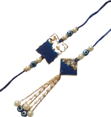 Santosh Jewels Bhaiya Bhabhi SE-RESIN RAKHI-05 Pearl Lumba, Rakhi, Chawal Roli Pack  Set(1 SET)