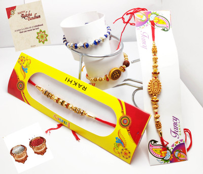 RakhiParva Designer Trending_JM3_Rk RAKHI2020141_679new Mauli Thread Rakhi  Set(4 Designer Rakhi With Greeting card & Roli chawal)