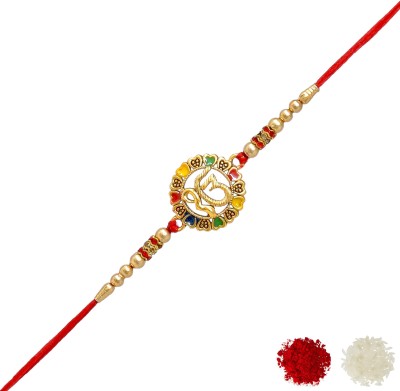 Meira Jewellery Chawal Roli Pack  Set(1 Rakhi, Greeting Card, Roli-Chawal)