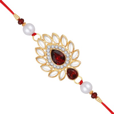 mahi Designer RA1100703G Gold Finish Rakhi  Set(Content in Box : 1 Rakhi)