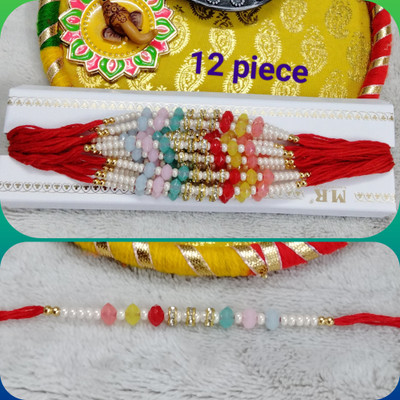 Shree Enterprise Thread Devi 3136 Pearl Rakhi  Set(12 pieces of rakhi)