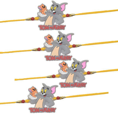 Real Craft Kids 1086-1416-Tom-Jerry-Set-4 Assorted Rakhi  Set(Tom and Jerry Brother Rakhi Set of 4 – Perfect for Raksha Bandhan)