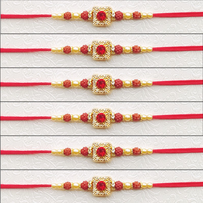 PARAM Designer Exclusive 4253 Assorted Rakhi  Set(Combo of 6 Rakhi)