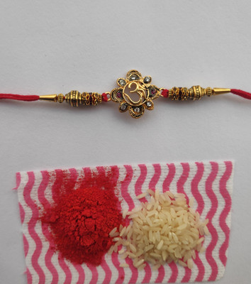 PDR Poonam Designer PD-1Pc-R2-TT Mauli Thread Rakhi  Set(1 Chawal Roli pack, 1 Rakhi)