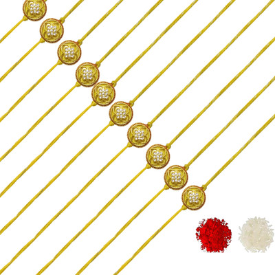 AARON INC Thread Ai_Rakhi_00001423579 Mauli Thread Rakhi  Set(Pack of 10 Rakhi)