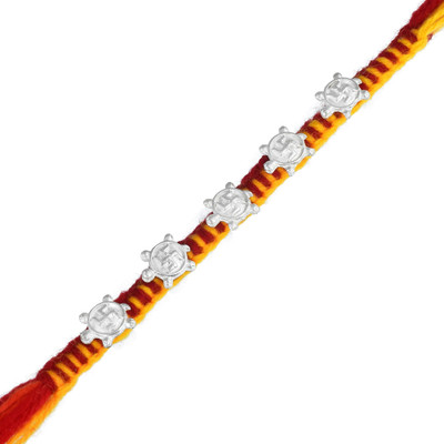 morir Designer BRMOR4180 Silver Chawal Roli Pack  Set(1 pc of rakhi with roli chawal pack)