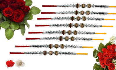 URBANELA Designer a_8-RK07 Assorted Rakhi  Set(8 Rakhi)