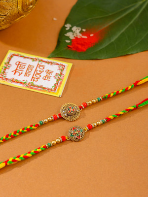 NVR Thread NVR1137-N Mauli Thread Chawal Roli Pack  Set(2 Rakhi)