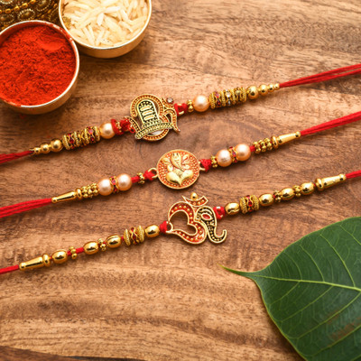 Poorak Religious 23RK_11RA_CR Assorted Rakhi  Set(3 Rakhi)