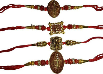 BHAVYA SALES Designer Mangalam372-N2 Assorted Rakhi  Set(4)