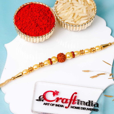 eCraftIndia Rudraksh D1799 Assorted Rakhi  Set(1 Rakhi for Brother, 1 Roli Chawal Pack)