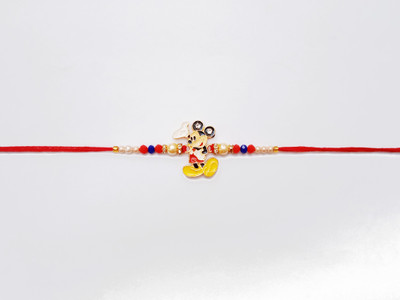Orakliving Kids Mickey Mouse Rakhi Gold Finish Chawal Roli Pack, Rakhi  Set(Mickey Mouse Rakhi, Roli, Chawal)