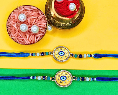 Orangenysha Designer N-RAKI9678-2PCS Mauli Thread Rakhi  Set(2 Rakhi)