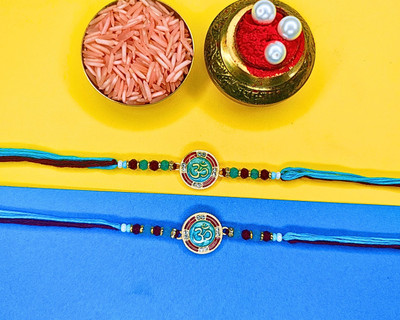 Orangenysha Designer N-RAKI9669-2PCS Mauli Thread Rakhi  Set(2 Rakhi)