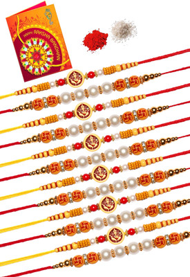 Designer G3-6,R6-6 Assorted Rakhi by TR(12 Rakhi, Roli & Chawal, Greeting Card)