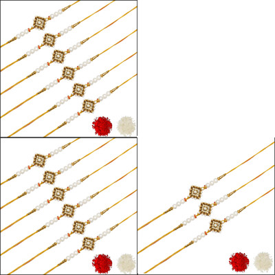 AARON INC Thread Ai_Rakhi_00001423585 Mauli Thread Rakhi  Set(Pack of 15 Rakhi)