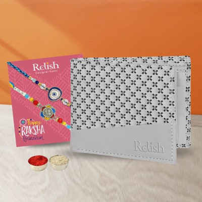 Relish Designer RE-W24-2006 Mauli Thread Rakhi, Wallet, Chawal Roli Pack  Set(Rakhi Gift Box for Brother, Raksha Bandhan Gift Box)