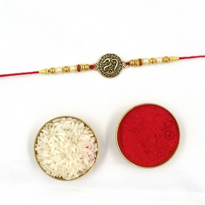 DREAM CAD CAM Thread 36 Gold Finish Rakhi  Set(1 rakhi with roli & chawal)