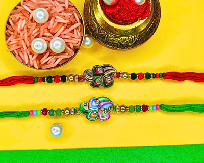 Orangenysha Designer N-RAKI1062-2PCS Mauli Thread Rakhi  Set(2 Rakhi)