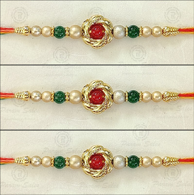 Param sales Designer 4046 Assorted Rakhi  Set(Combo of 3 Rakhi)